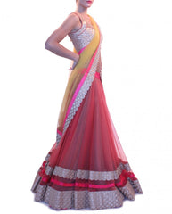 Red and yellow color party wear lehenga