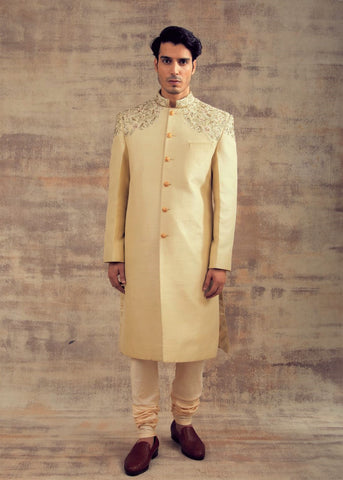 Pale Green Color Wedding Sherwani