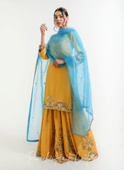 Pale Yellow Wedding Sharara Set Maysa