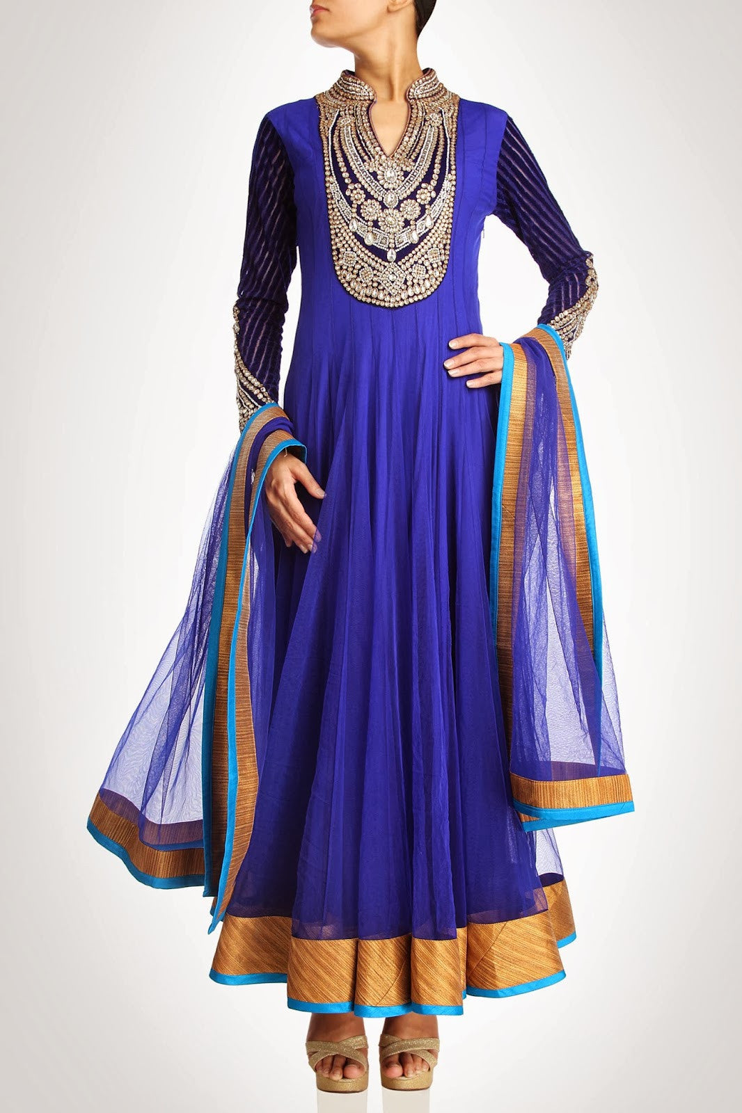 Royal blue color long anarkali suit