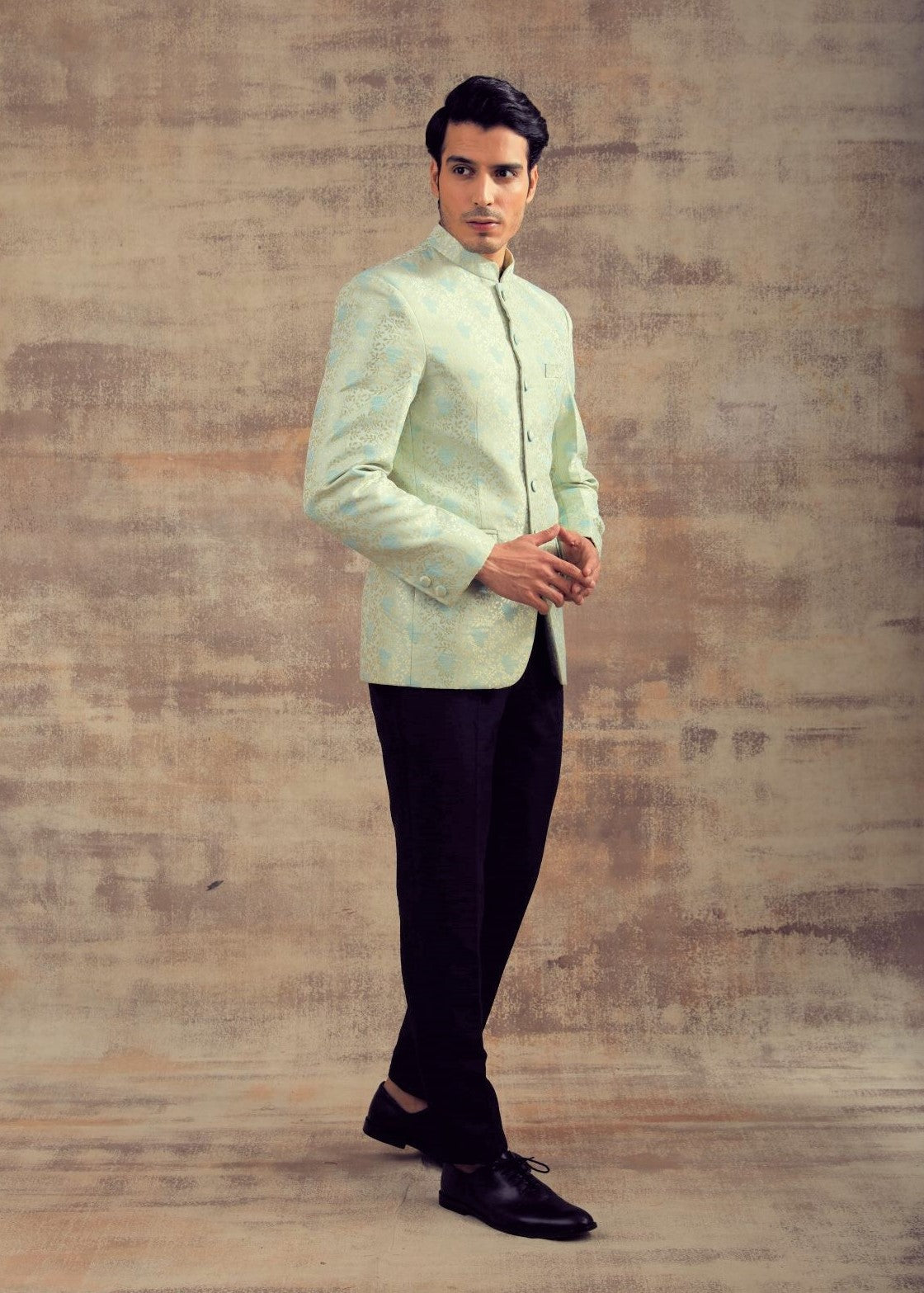 Pastel Blue Color Banarasi Silk Jodhpuri Jacket