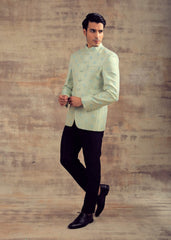 Pastel Blue Color Banarasi Silk Jodhpuri Jacket