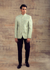 Pastel Blue Color Banarasi Silk Jodhpuri Jacket