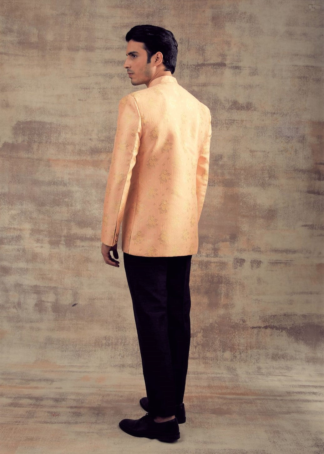 Peach Color Banarasi Silk Jodhpuri Jacket