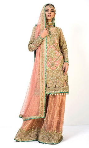 Peach Color Wedding Sharara