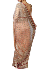 Peach Colour Wedding Saree with Gotta Work