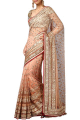 Peach Colour Wedding Saree with Gotta Work
