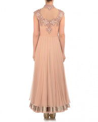 beige color long anarkali suit