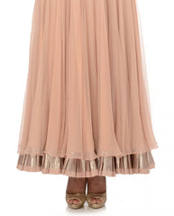 beige color long anarkali suit