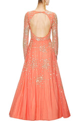Peach colour anarkali gown