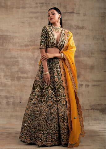 Pesto Green Wedding Lehenga from Jannat Collection