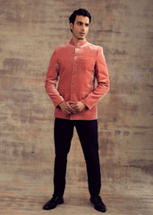 Pink Color Micro Velvet Jodhpuri Jacket