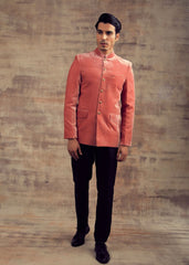 Pink Color Micro Velvet Jodhpuri Jacket