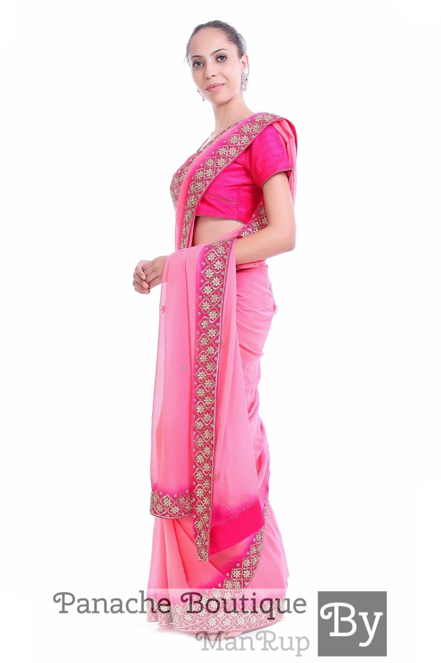 Pink Colour Georgette Silk Saree with Gotta Patti Embroidery