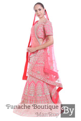 Pink Colour Heavily Embroidered Zardozi Lehenga