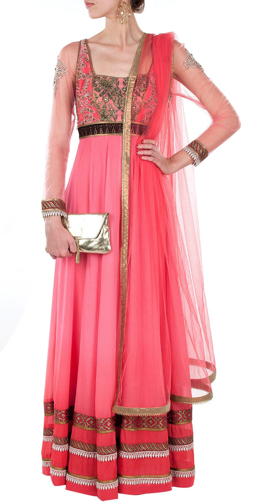 Pink color floor length anarkali salwar kameez