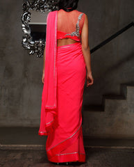 Dark pink color party wear saree