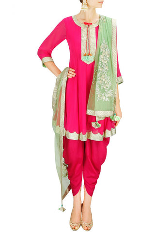Pink anarkali dhoti salwar kameez