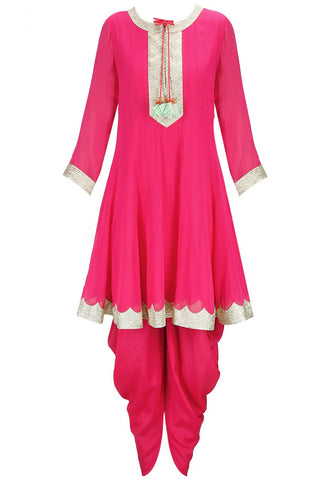 Pink anarkali dhoti salwar kameez