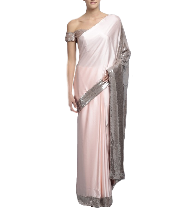 Pink Colour Designer Saree in Satin