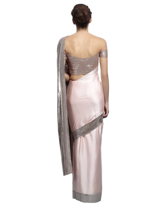 Pink Colour Designer Saree in Satin