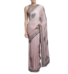 Pink Colour Designer Saree in Satin