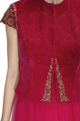 Fuchsia layered anarkali