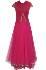 Fuchsia layered anarkali