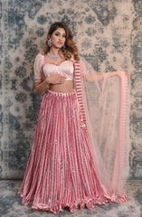 Pink Coloured Sequins Lehenga
