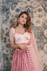 Pink Coloured Sequins Lehenga