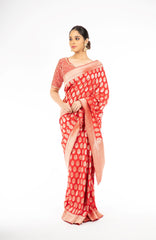 Pleasant Red Color Handloom Pure Silk Saree