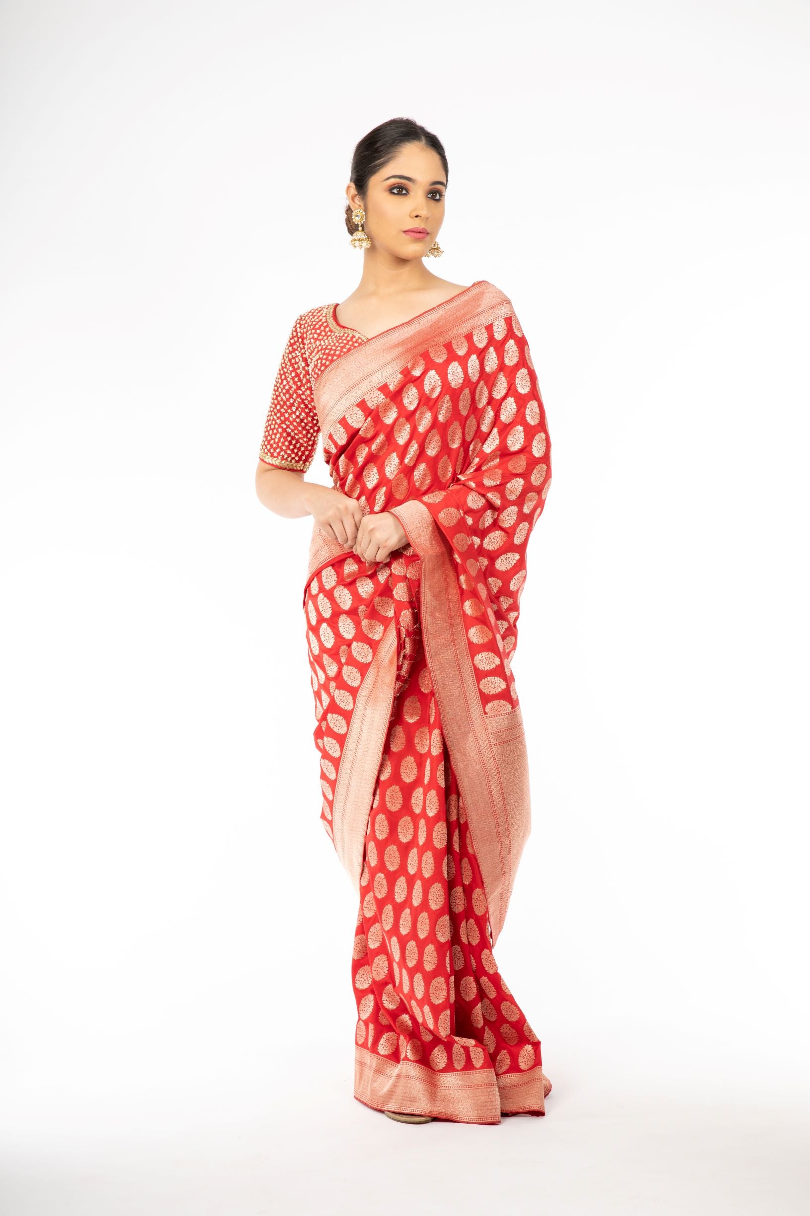 Pleasant Red Color Handloom Pure Silk Saree
