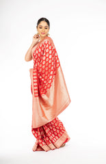 Pleasant Red Color Handloom Pure Silk Saree
