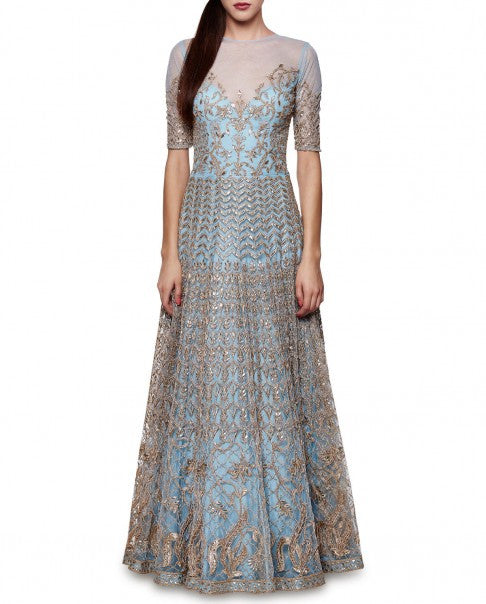 Powder Blue Gotta Patti Gown