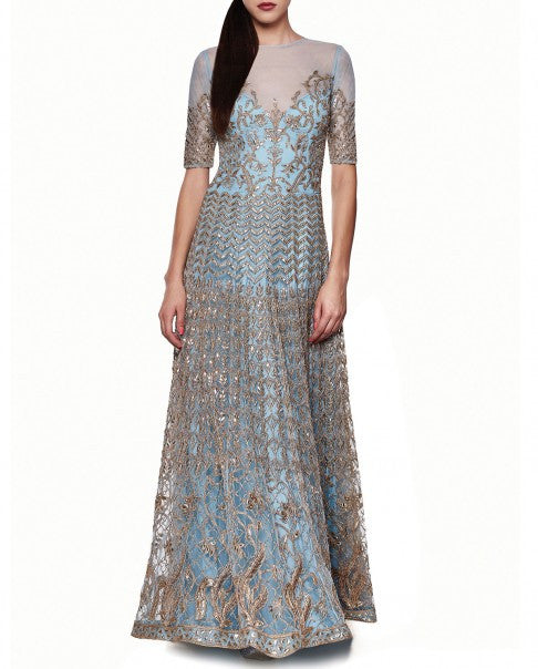 Powder Blue Gotta Patti Gown