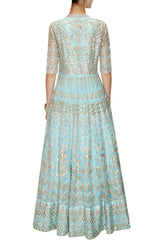 Blue Color Gotta Patti Anarkali with Lehenga