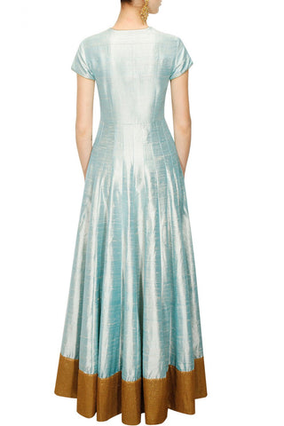 Anarkali Gown in Powder Blue Color with Trouser