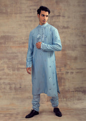 Powdered Blue Color Mirror Embroidery Kurta Set