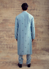 Powdered Blue Color Mirror Embroidery Kurta Set