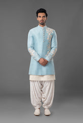 Powdered Blue Raw Silk Sherwani