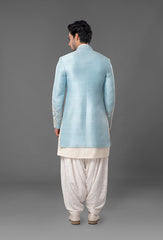 Powdered Blue Raw Silk Sherwani