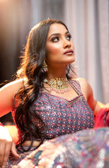 Purple Color Swarovski Work Wedding Lehenga