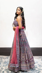 Purple Color Swarovski Work Wedding Lehenga