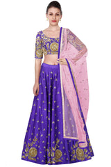 Purple Color Lehenga Choli with Pink Dupatta at Panache Haute Couture