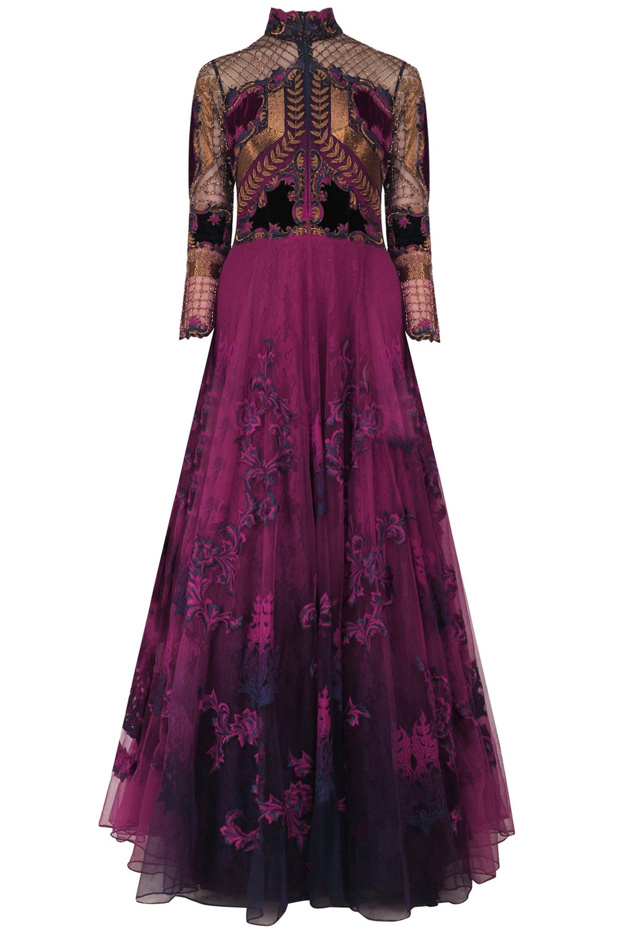 Purple Wine color Indo Western Gown