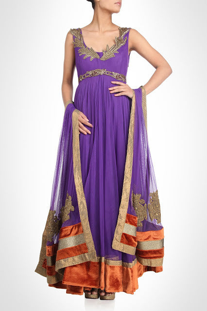 Purple color long anarkali salwar kameez