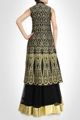 Black color long jacket lehenga