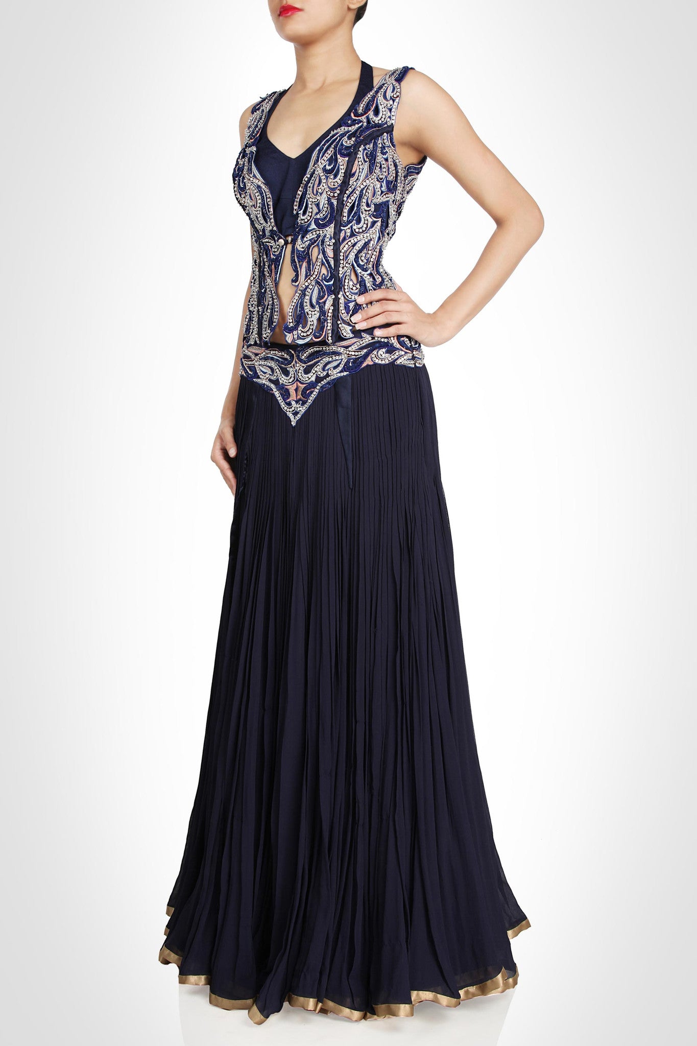 Blue color flaired lehenga