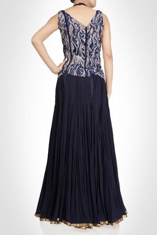 Blue color flaired lehenga