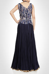 Blue color flaired lehenga